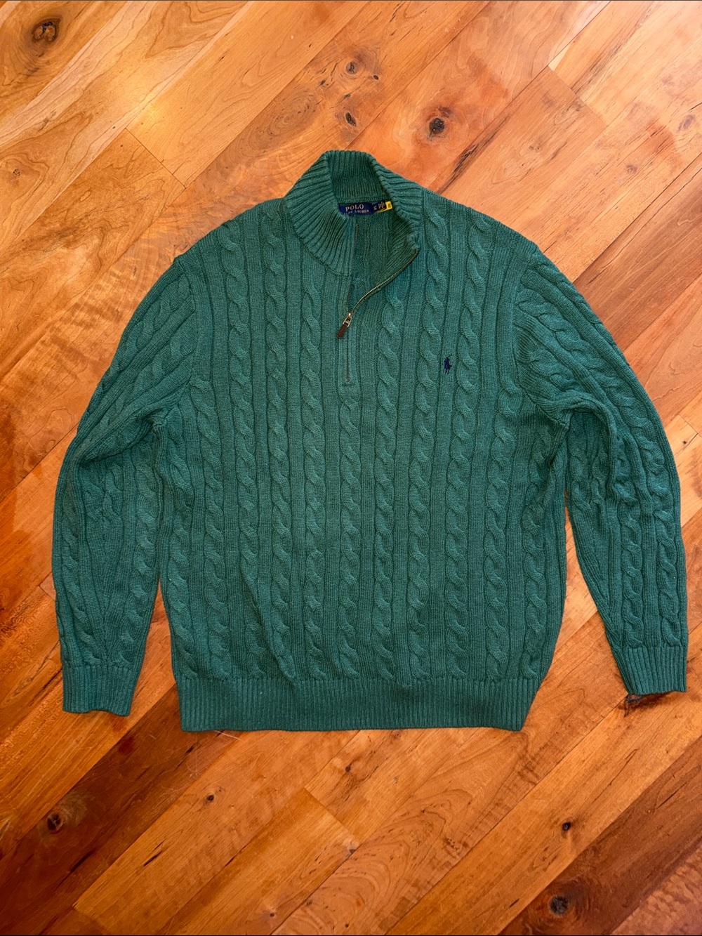 Polo Ralph Lauren Cable-Knit Cotton Quarter-Zip Sweater - Green - LT